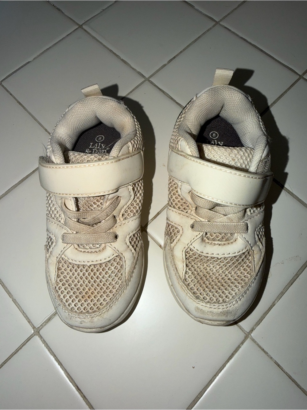 Lily & Dan Cream Kids Sneakers with Hook-and-Loop Closure